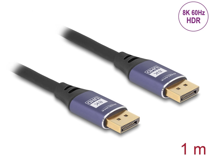 Delock 80600 Displayport Cable 8K 60 Hz 1 M Lila Metal