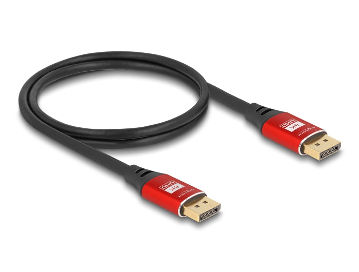 Delock 80604 Displayport Cable 8K 60 Hz 1 M Red Metal