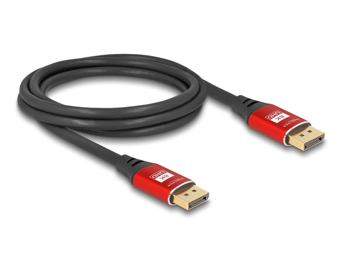 Delock 80605 Displayport Cable 8K 60 Hz 2 M Red Metal