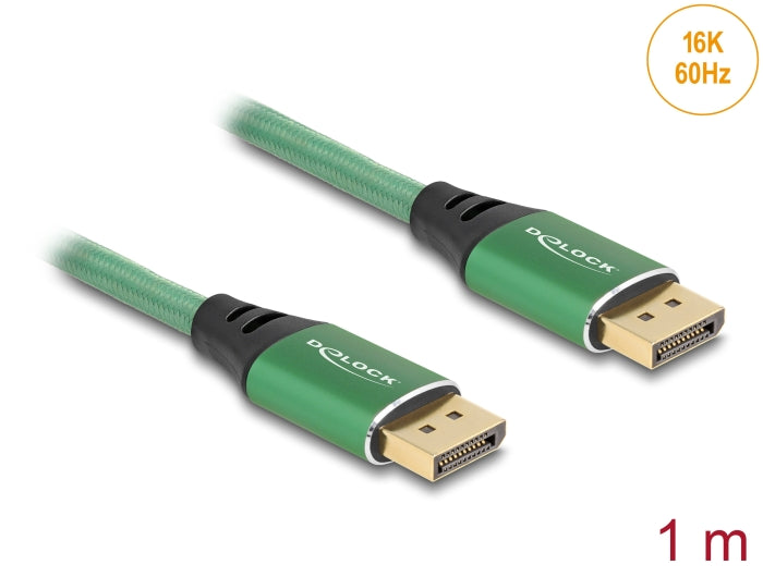 Delock 80629 Displayport Cable 16K 60 Hz 1 M Green Metal