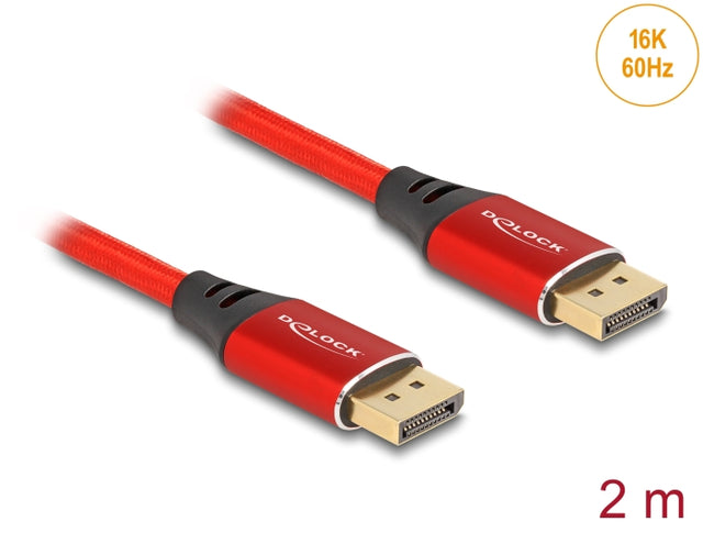 Delock 80632 Displayport Cable 16K 60 Hz 2 M Red Metal