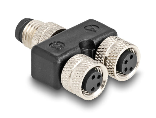 Delock 60577 M8 Y-Splitter A-Coded 4 Pin 1 X Male To 2 X Female Connection