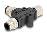 Delock 60580 M12 T-Splitter 4 Pin 1 X Male To 1 X Male Und 1 X Female