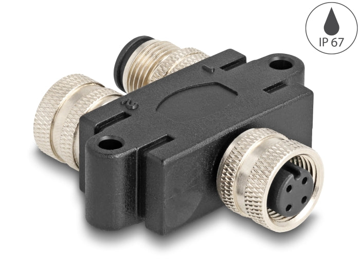 Delock 60581 M12 Y-Splitter 4 Pin 1 X Female To 1 X Male Und 1 X Female