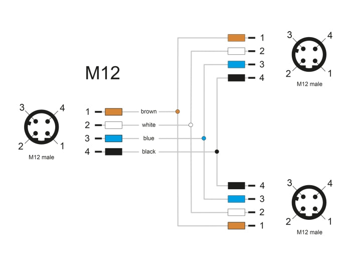 Delock 60578 M12 T-Splitter A-Coded 4 Pin 1 X Male To 2 X Male Connection