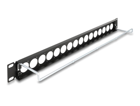 Delock 67058 19″ D-Type Patch Panel With Strain Relief 16 Port 1U Black