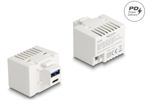 Delock 41478 Keystone Module With Usb Type-A And Usb Type-C Charging Port Pd