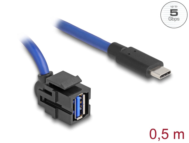 Delock 88156 Keystone Module Usb 5 Gbps A Female To Usb Type-C™ Male With Cable