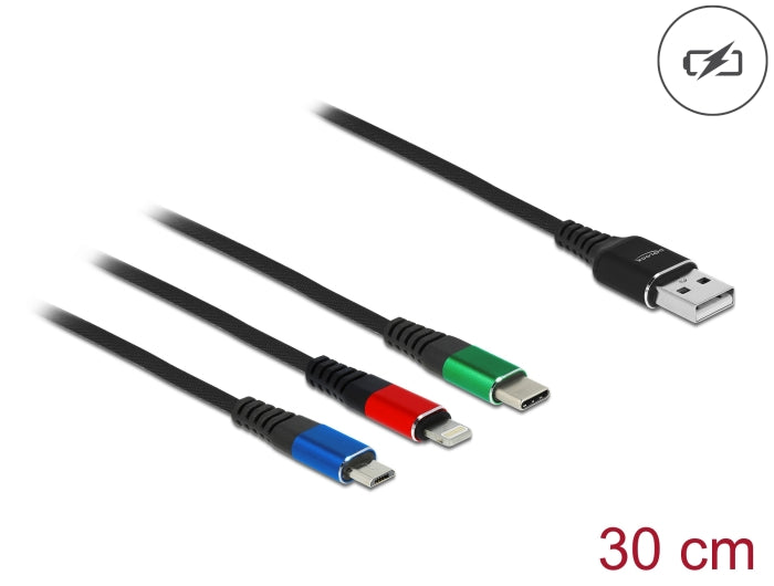 Delock 87236 Usb Charging Cable 3 In 1 Type-A To Lightning™