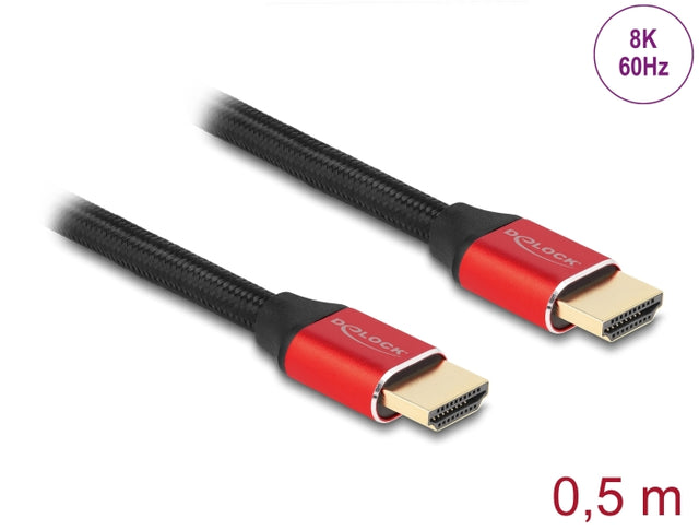 Delock 85772 Ultra High Speed Hdmi Cable 48 Gbps 8K 60 Hz Red 0.5 M Certified