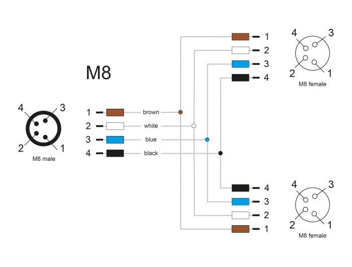 Delock 60576 M8 T-Splitter A-Coded 4 Pin 1 X Male To 2 X Female Connection