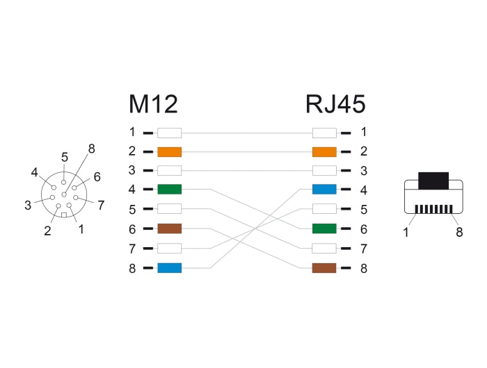 Delock 60074 M12 Adapter Cable A-Coded 8 Pin Female To Rj45 Male 50 Cm