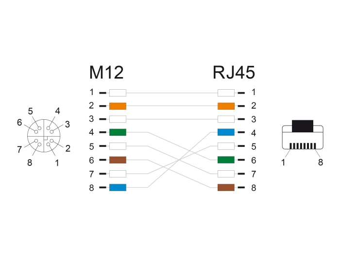 Delock 60076 M12 Adapter Cable X-Coded 8 Pin Female To Rj45 Male 50 Cm