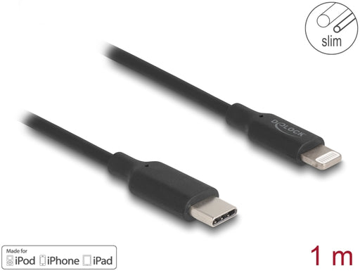 Delock 85410 Slim Data And Charging Cable Usb Type-C™ To Lightning™