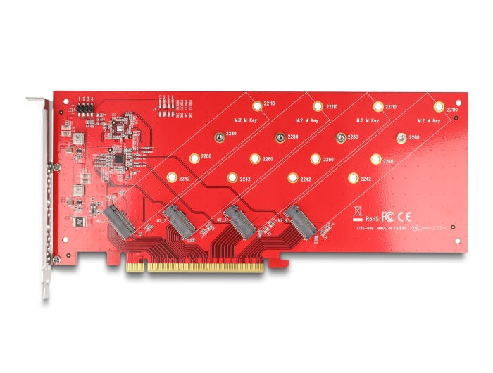 Delock 90617 Pci Express X16 Card To 4 X Internal Nvme M.2 Key M 110 Mm