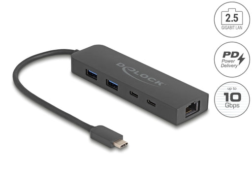 Delock 64110 10 Gbps Usb Hub With 2.5 Gigabit Lan Port And Pd 85 Watt