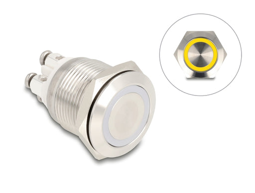 Delock 20979 Push Button For Installation 19 Mm 4 X Screw Terminal Led Yellow