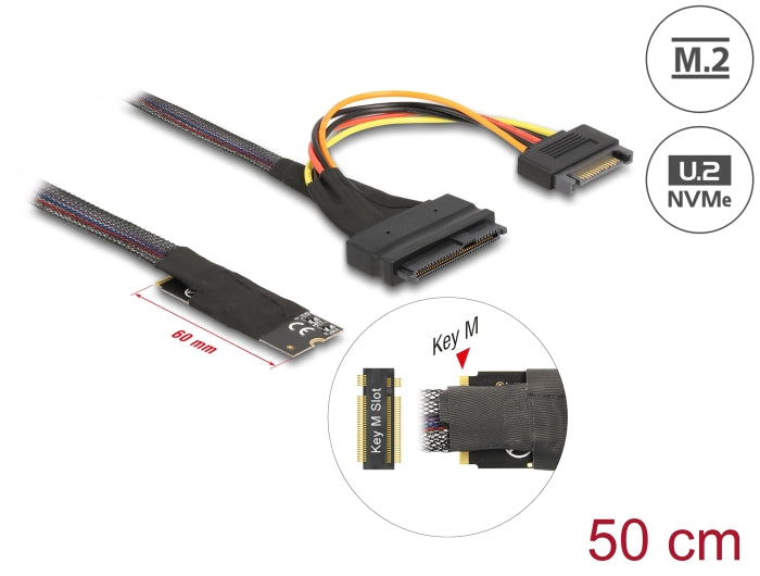 Delock 62984 M.2 Key M To U.2 Sff-8639 Nvme Adapter With 50 Cm Cable