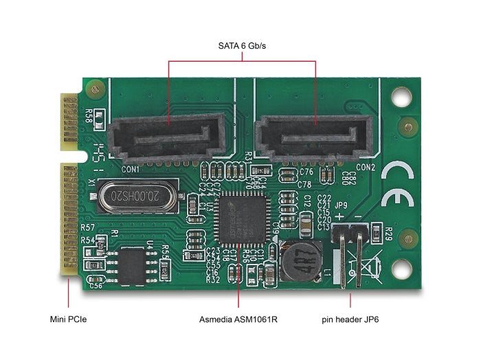 Delock 95264 Mini Pcie Converter To 2 X Sata With Raid