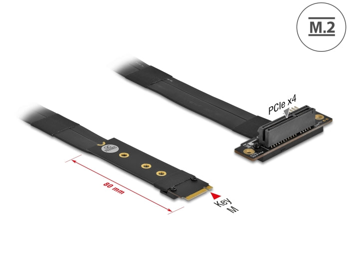 Delock 64132 M.2 Key M To Pcie X4 Nvme Adapter Angled With 20 Cm Cable