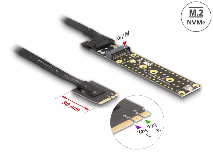 Delock 64215 Riser Card Nvme M.2 Key A+E Male To Key M Slot With 20 Cm Cable