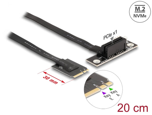 Delock 64217 M.2 Key A+E To Pcie X1 Nvme Adapter Angled With 20 Cm Cable