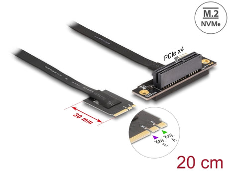 Delock 64218 M.2 Key A+E To Pcie X4 Nvme Adapter Angled With 20 Cm Cable