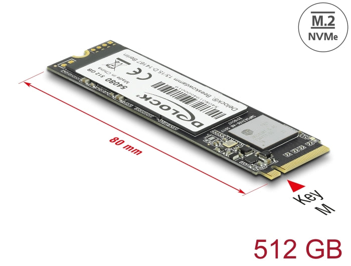 Delock 54080 M.2 Ssd Pcie / Nvme Key M 2280 - 512 Gb