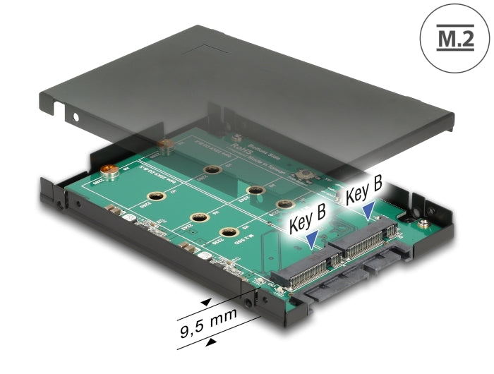 Delock 62590 2.5″ Converter Sata 22 Pin > 2 X M.2 With Raid With Enclosure