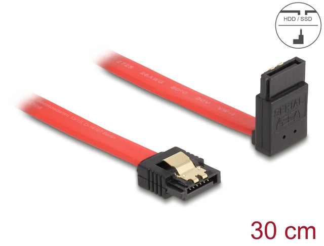 Delock 83973 Sata 6 Gb/S Cable Straight To Upwards Angled 30 Cm Red