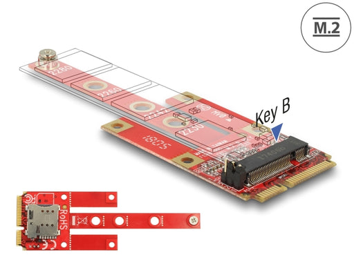 Delock 63384 Converter Mini Pcie > M.2 Key B Slot + Micro Sim Slot