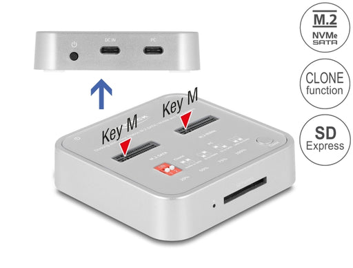 Delock 64138 Docking Station For 1 X M.2 Nvme Ssd + 1 X M.2 Sata Ssd