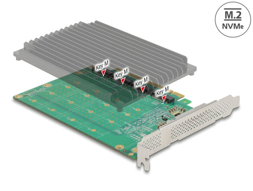 Delock 90054 Pci Express X16 Card To 4 X Internal Nvme M.2 Key M