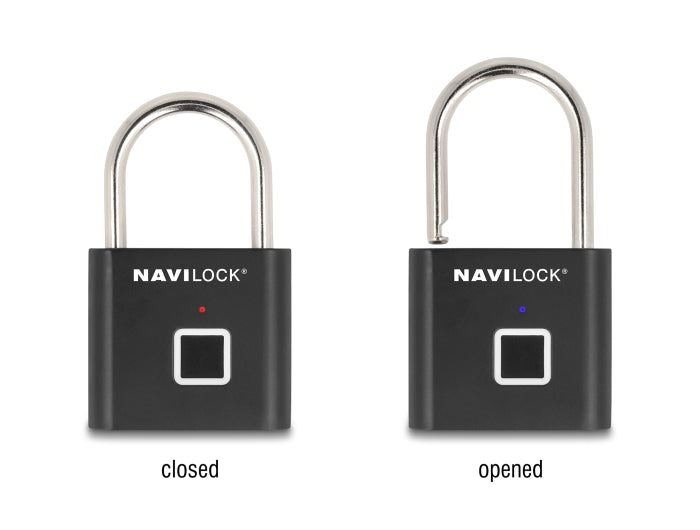 Navilock 20965 Padlock With Fingerprint 75 X 45 X 13 Mm Black