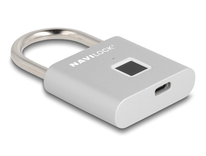 Navilock 20966 Padlock With Fingerprint 75 X 45 X 13 Mm Silver