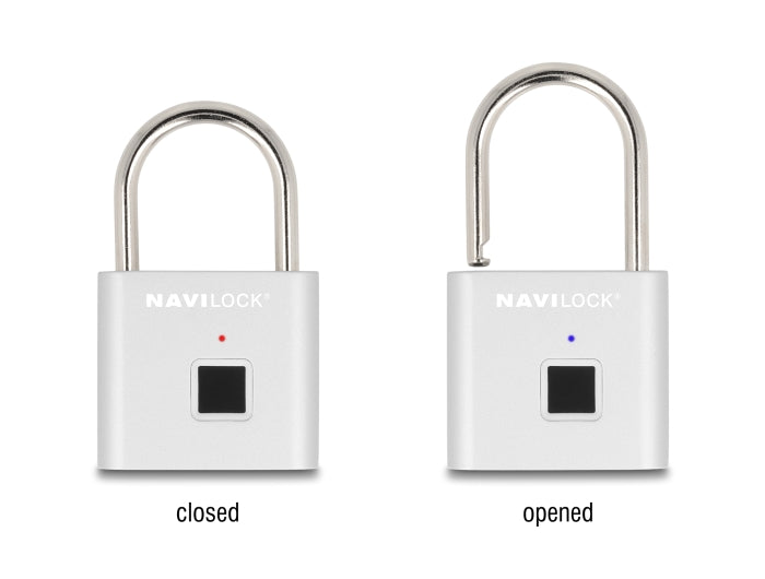 Navilock 20966 Padlock With Fingerprint 75 X 45 X 13 Mm Silver