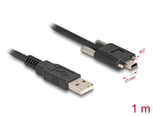 Delock 80478 Usb 2.0 Cable Type-A Male To Type Mini-B Male With Screw Distance