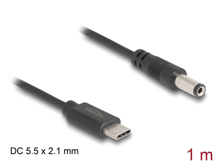 Delock 85397 Usb Type-C™ Power Cable To Dc 5.5 X 2.1 Mm Male 1 M