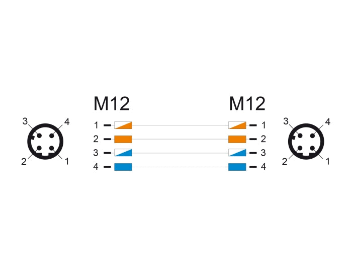 Delock 80848 M12 Cable D-Coded 4 Pin Male To Male Pvc 2 M