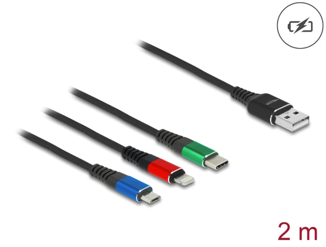 Delock 90156 Usb Charging Cable 3In1 Type-A To Lightning/Micro Usb/Usb Type-C