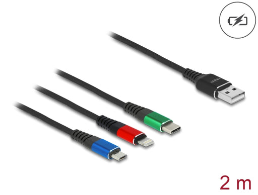 Delock 90156 Usb Charging Cable 3In1 Type-A To Lightning/Micro Usb/Usb Type-C