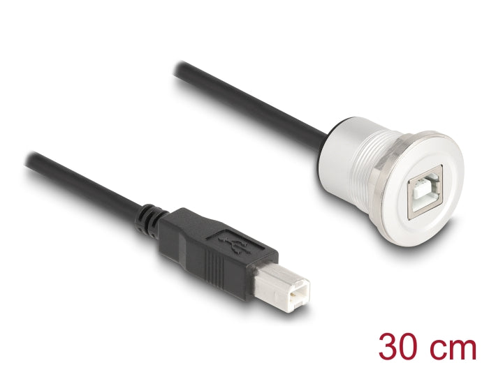 Delock 88182 Usb 2.0 Type-B Built-In Female With Cable Plug 30 Cm Aluminium