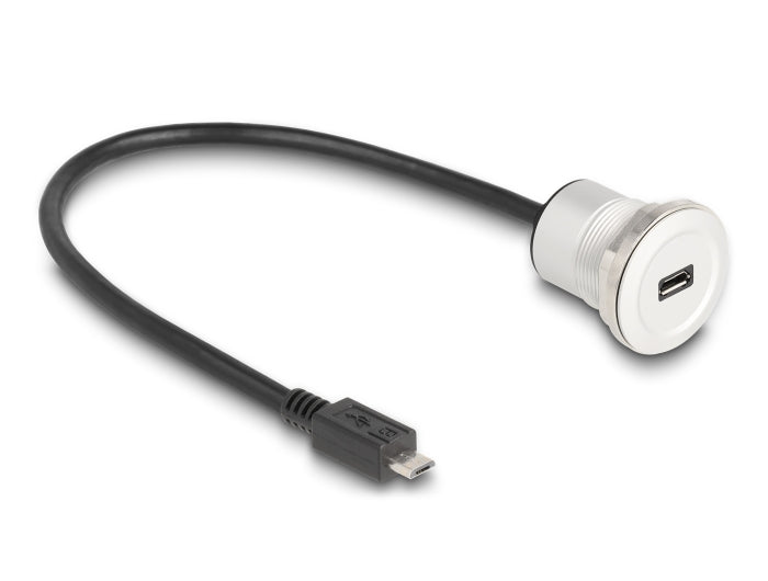 Delock 88184 Usb 2.0 Micro-B Built-In Female With Cable Plug 30 Cm Aluminium