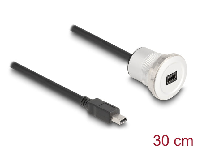 Delock 88186 Usb 2.0 Mini-B Built-In Female With Cable Plug 30 Cm Aluminium