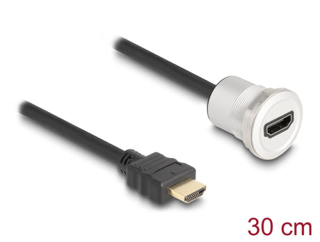 Delock 88180 Hdmi Built-In Female 8K 60 Hz With Cable Plug 30 Cm Aluminium