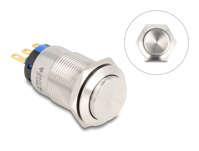 Delock 20985 Push Button For Installation 19 Mm 3 X Solder Connection