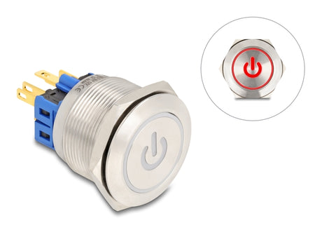 Delock 20987 Push Button For Installation 25 Mm 6 X Solder Connection Led