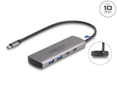 Delock 64299 Usb 10 Gbps 2 Port Usb Type-A + 2 Port Usb Type-C™ Hub