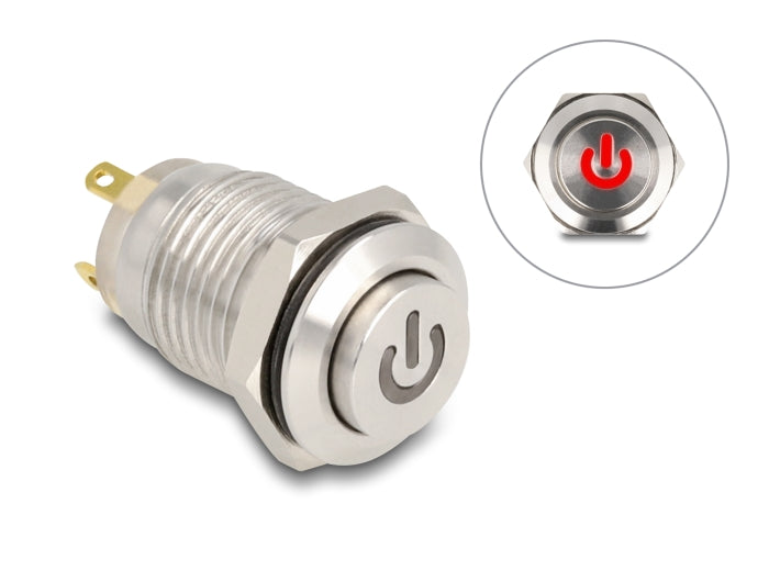 Delock 20981 Push Button For Installation 12 Mm 4 X Solder Connection Led