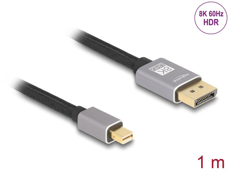 Delock 81091 Mini Displayport To Displayport Cable 8K 60 Hz 1 M Grey Metal